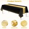 12 Pack Black and Gold Tablecloth and Table Runner Set (Black and Gold) 108"L x 54"W